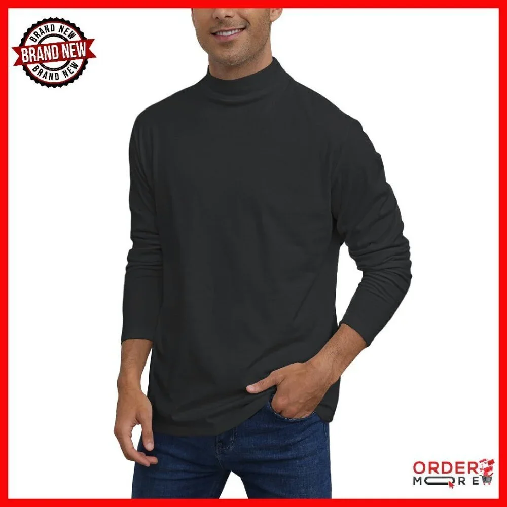 Men's Long Sleeve Mock Turtleneck Thermal Top Stretchy Slim Fit